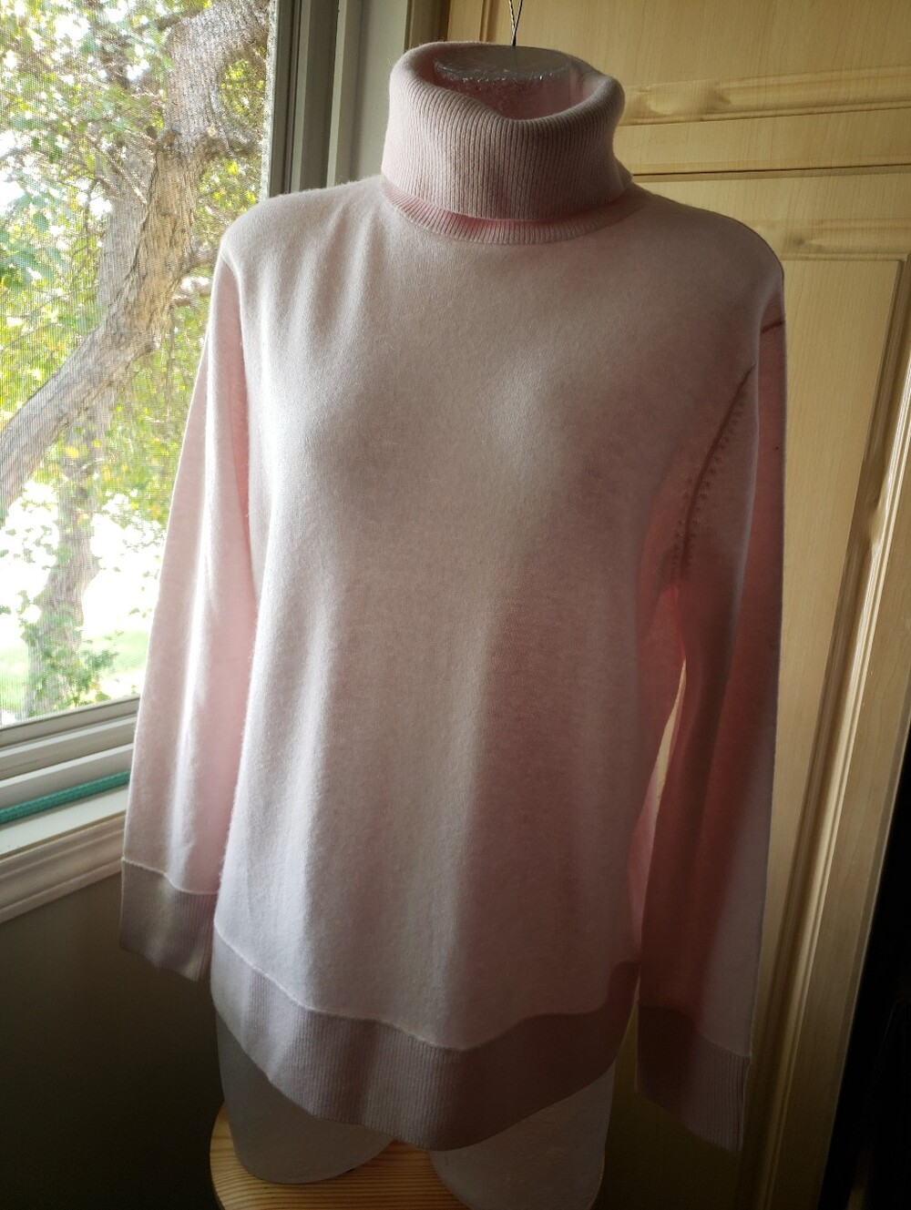 Bleu Gray Turtleneck Merino Cashmere-Blend Sweater in Light Pink